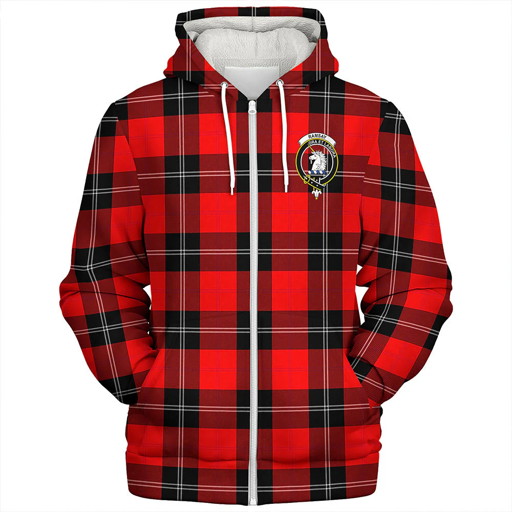 Scottish Ramsay Modern Clan Badge Tartan Sherpa Hoodie - Image 3