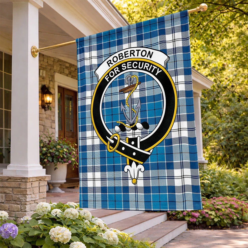 Scottish Roberton Clan Badge Tartan Flag Parade Vertical Style