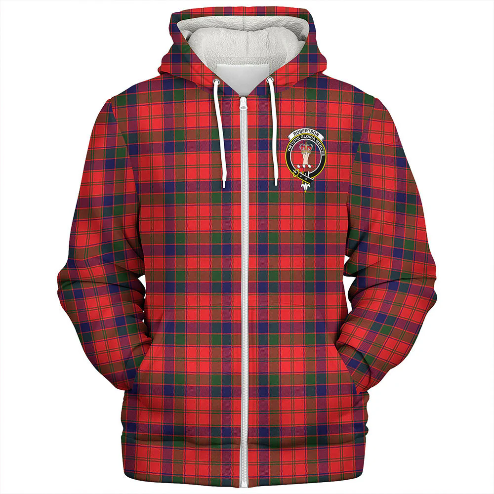 Scottish Robertson Modern Clan Badge Tartan Sherpa Hoodie - Image 3