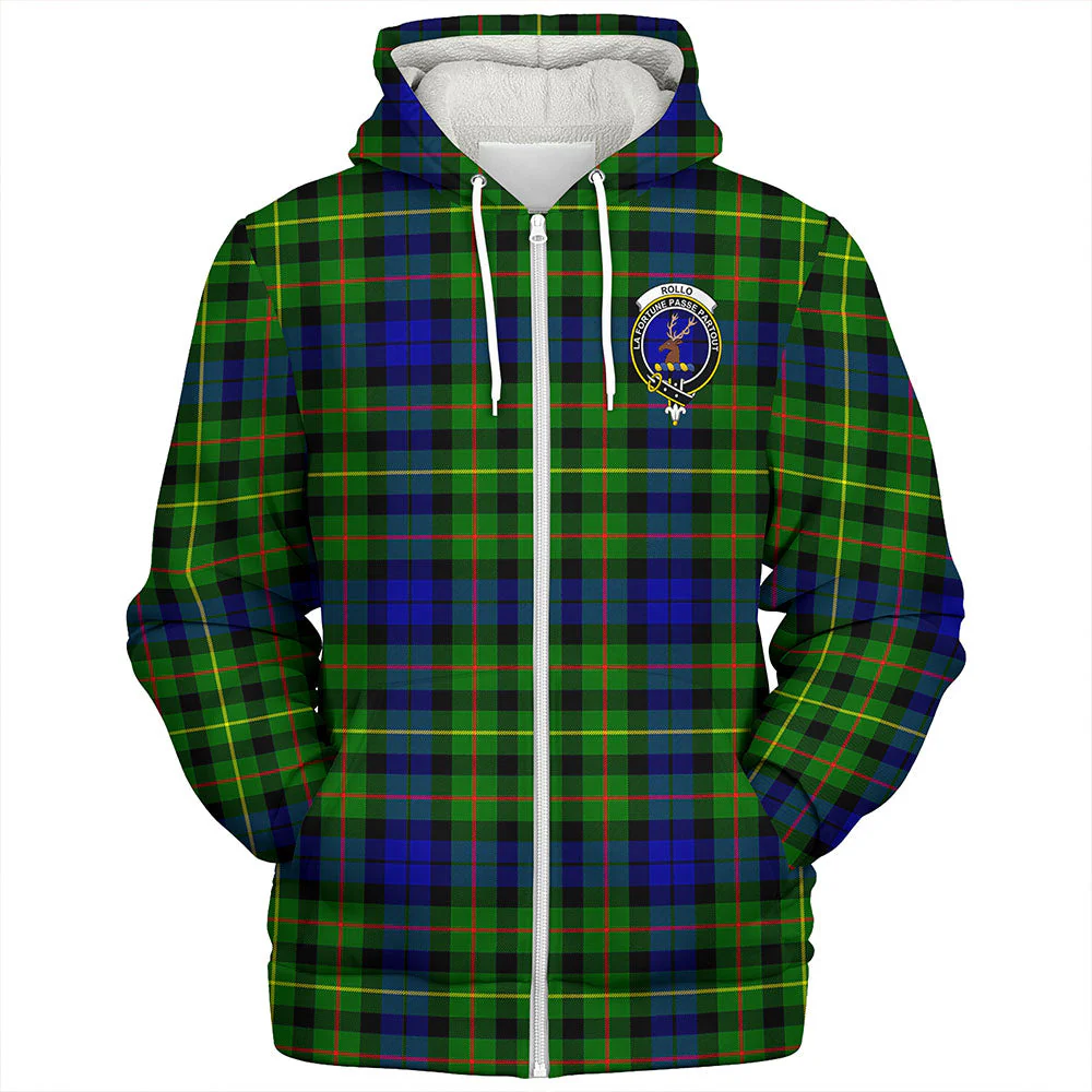 Scottish Rollo Modern Clan Badge Tartan Sherpa Hoodie - Image 3