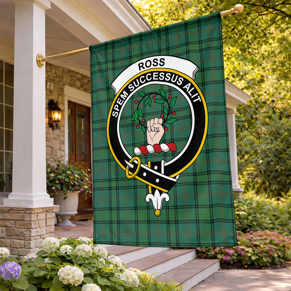 Scottish Ross Hunting Ancient Clan Badge Tartan Flag Parade Vertical Style