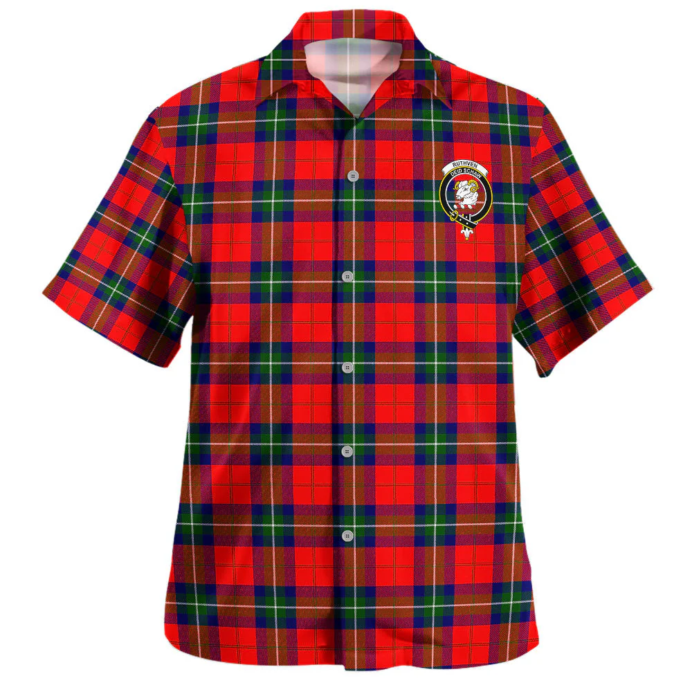 Scottish Ruthven Modern Clan Badge Tartan Hawaiian Shirt - Image 2