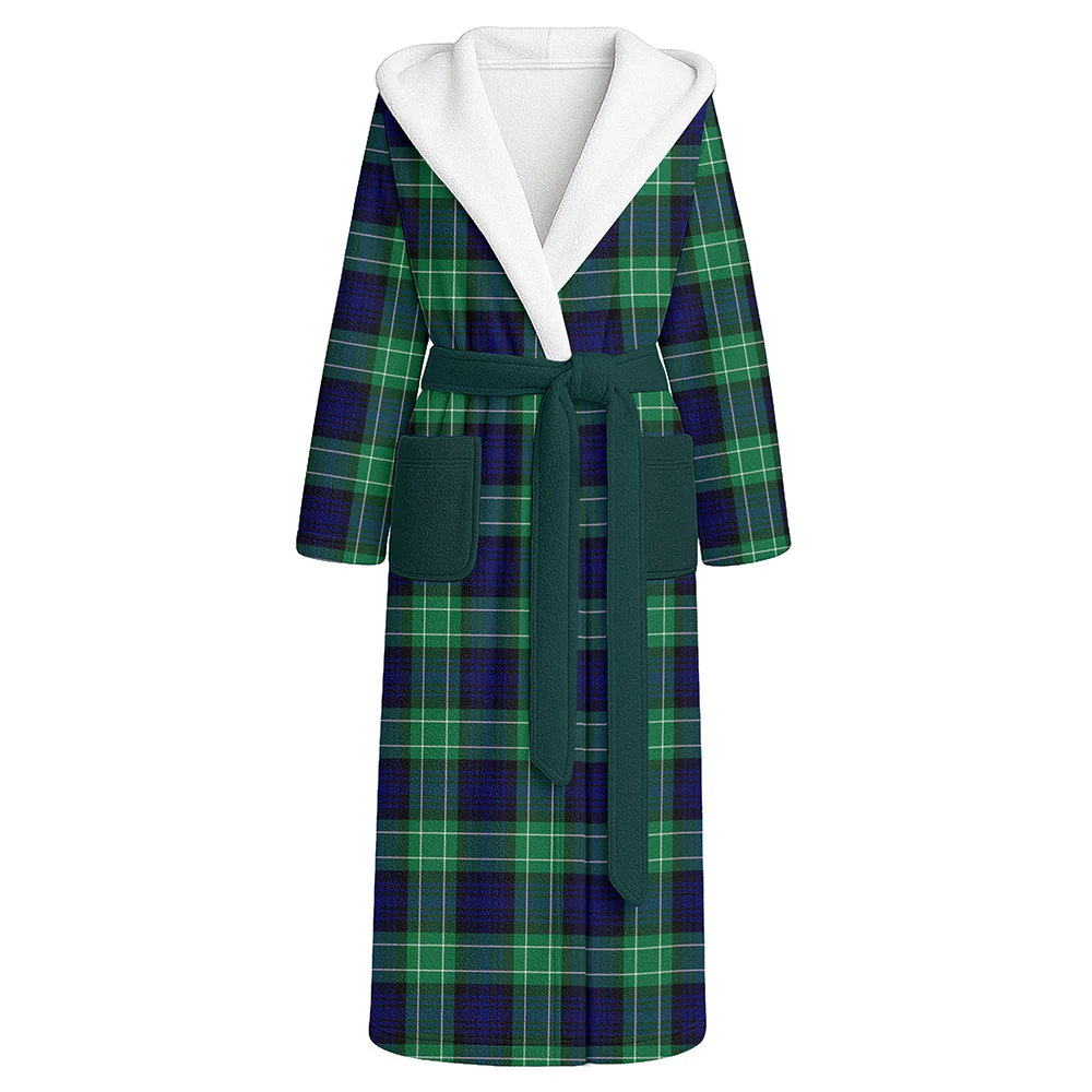 Scottish Abercrombie Clan Badge Tartan Flannel Hooded Bathrobe