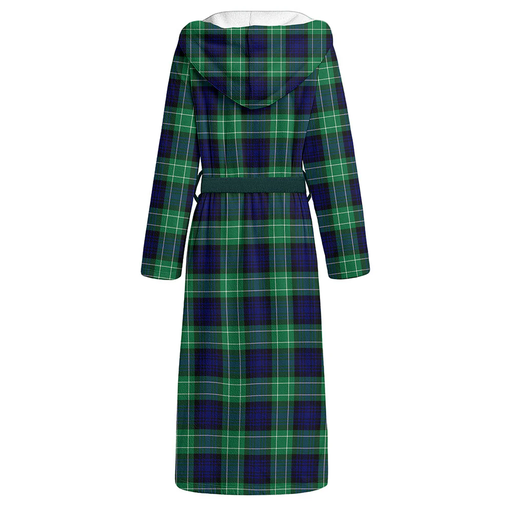 Scottish Abercrombie Clan Badge Tartan Flannel Hooded Bathrobe - Image 2