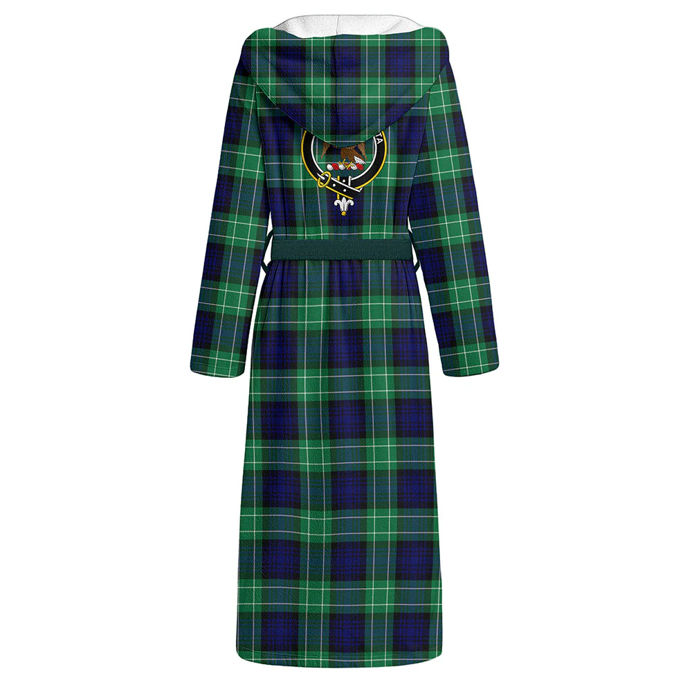 Scottish Abercrombie Clan Badge Tartan Flannel Hooded Bathrobe - Image 3