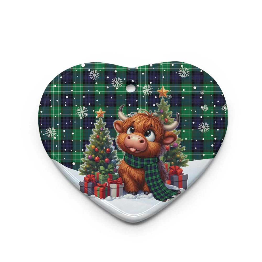 Scottish Abercrombie Tartan Ceramic Ornament Cute Highland Cow Christmas - Image 3
