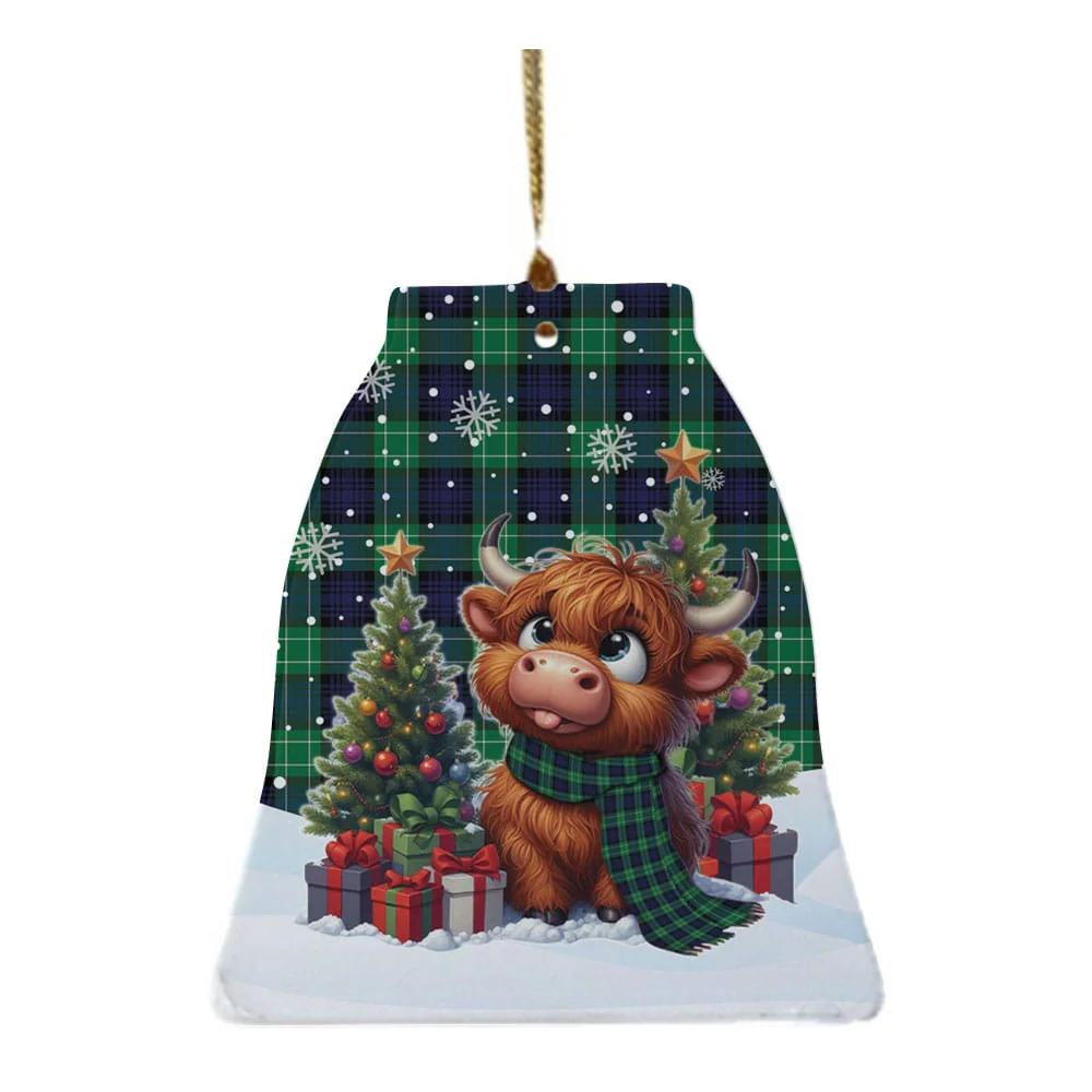 Scottish Abercrombie Tartan Ceramic Ornament Cute Highland Cow Christmas - Image 4