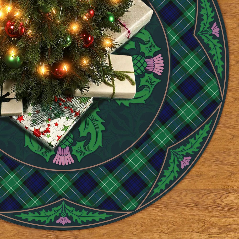 Scottish Abercrombie Tartan Christmas Tree Skirt Old Scottish Thistle Flower - Image 2