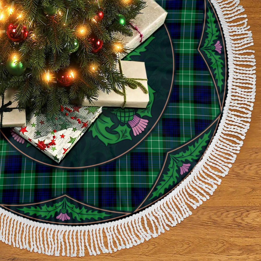 Scottish Abercrombie Tartan Christmas Tree Skirt Old Scottish Thistle Flower - Image 5
