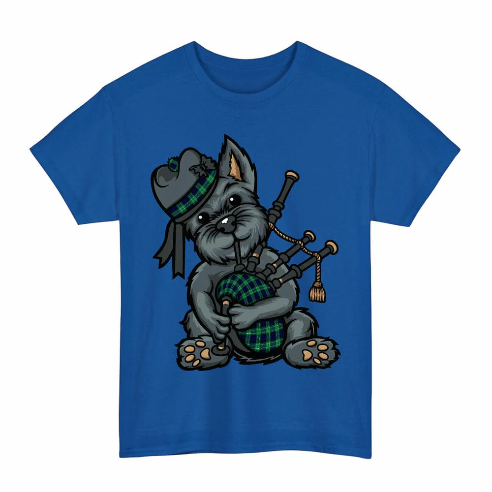 Scottish Abercrombie Clan Tartan Terrier Bagpipe Unisex T-Shirt - Image 5