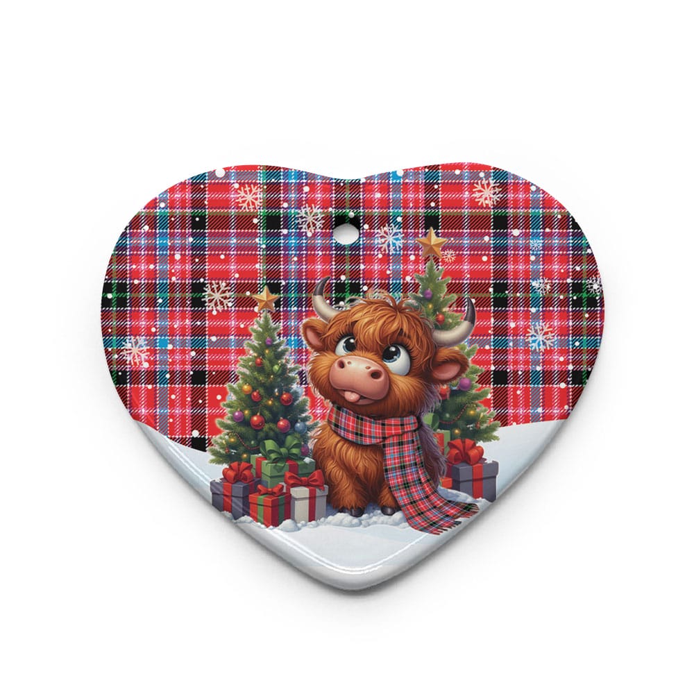 Scottish Aberdeen District Tartan Ceramic Ornament Cute Highland Cow Christmas - Image 3