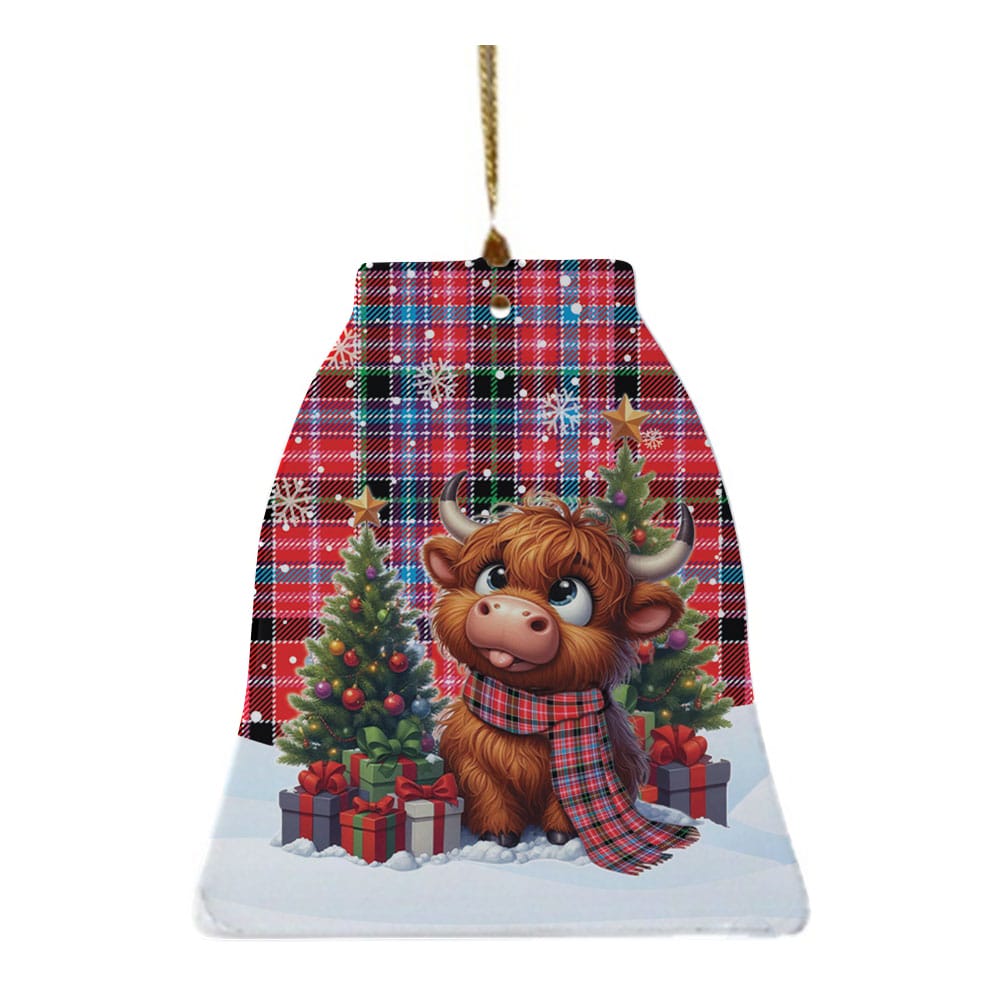 Scottish Aberdeen District Tartan Ceramic Ornament Cute Highland Cow Christmas - Image 4