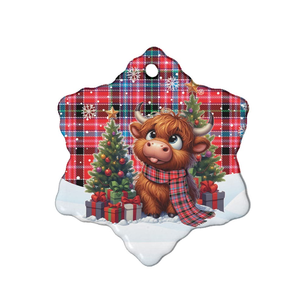 Scottish Aberdeen District Tartan Ceramic Ornament Cute Highland Cow Christmas - Image 6