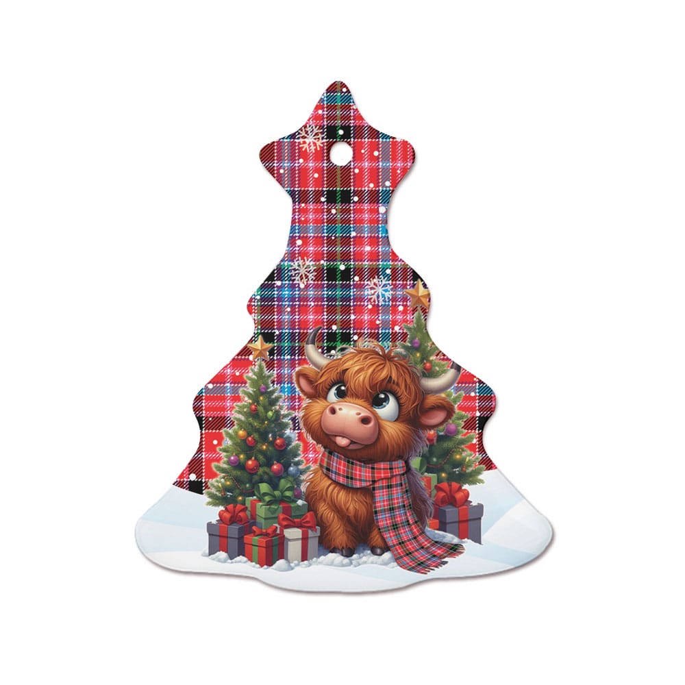 Scottish Aberdeen District Tartan Ceramic Ornament Cute Highland Cow Christmas - Image 7