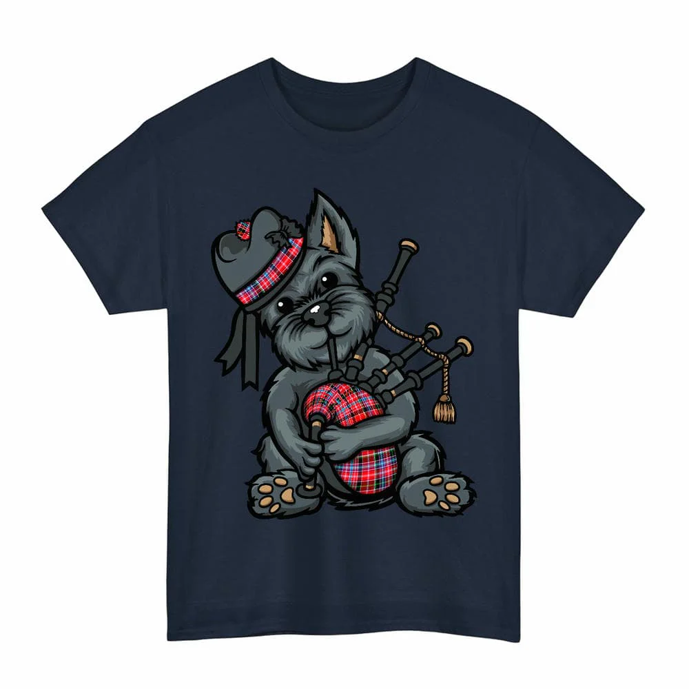 Scottish Aberdeen District Clan Tartan Terrier Bagpipe Unisex T-Shirt - Image 7