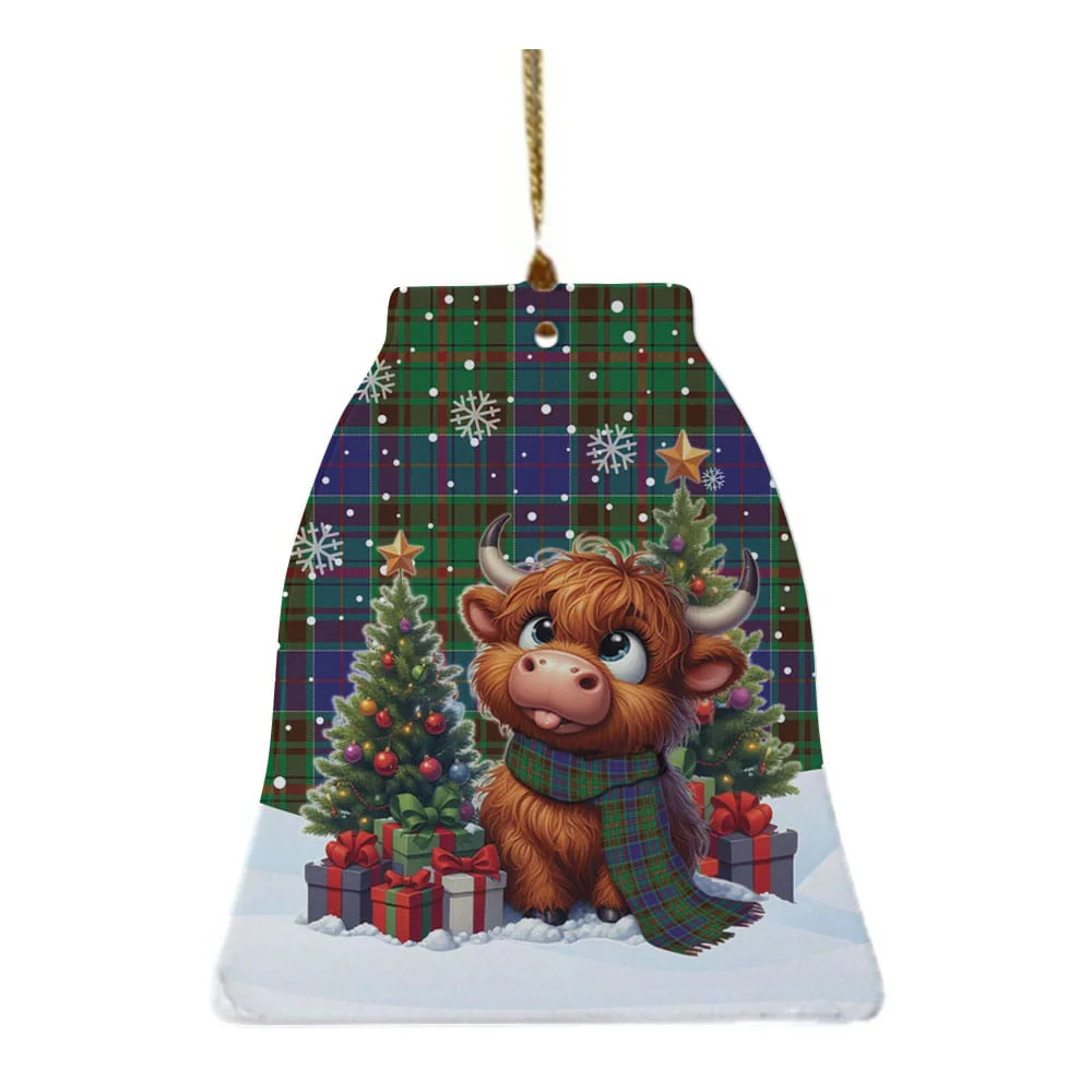 Scottish Adam Tartan Ceramic Ornament Cute Highland Cow Christmas - Image 4