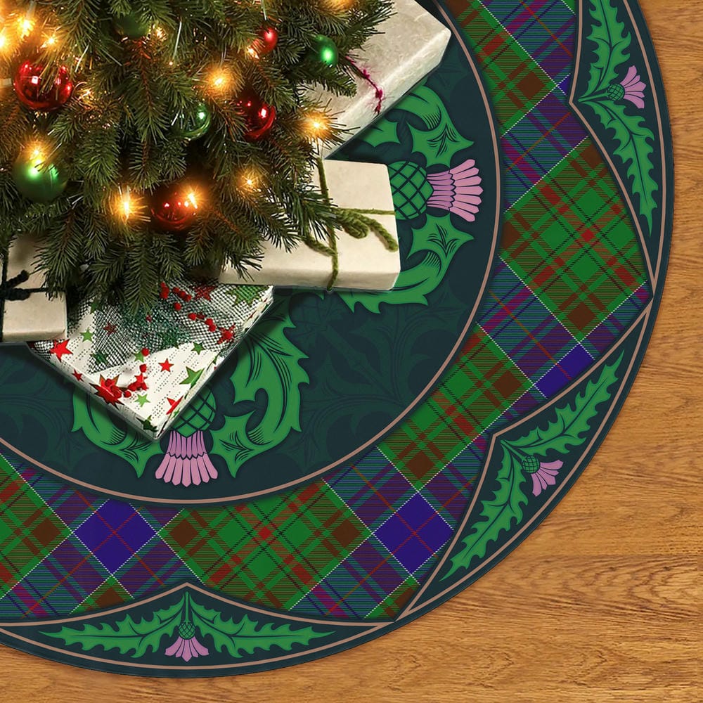 Scottish Adam Tartan Christmas Tree Skirt Old Scottish Thistle Flower - Image 2