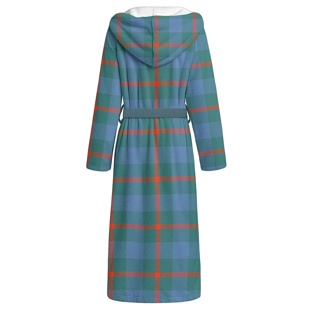 Scottish Agnew Ancient Clan Badge Tartan Flannel Hooded Bathrobe - Image 2