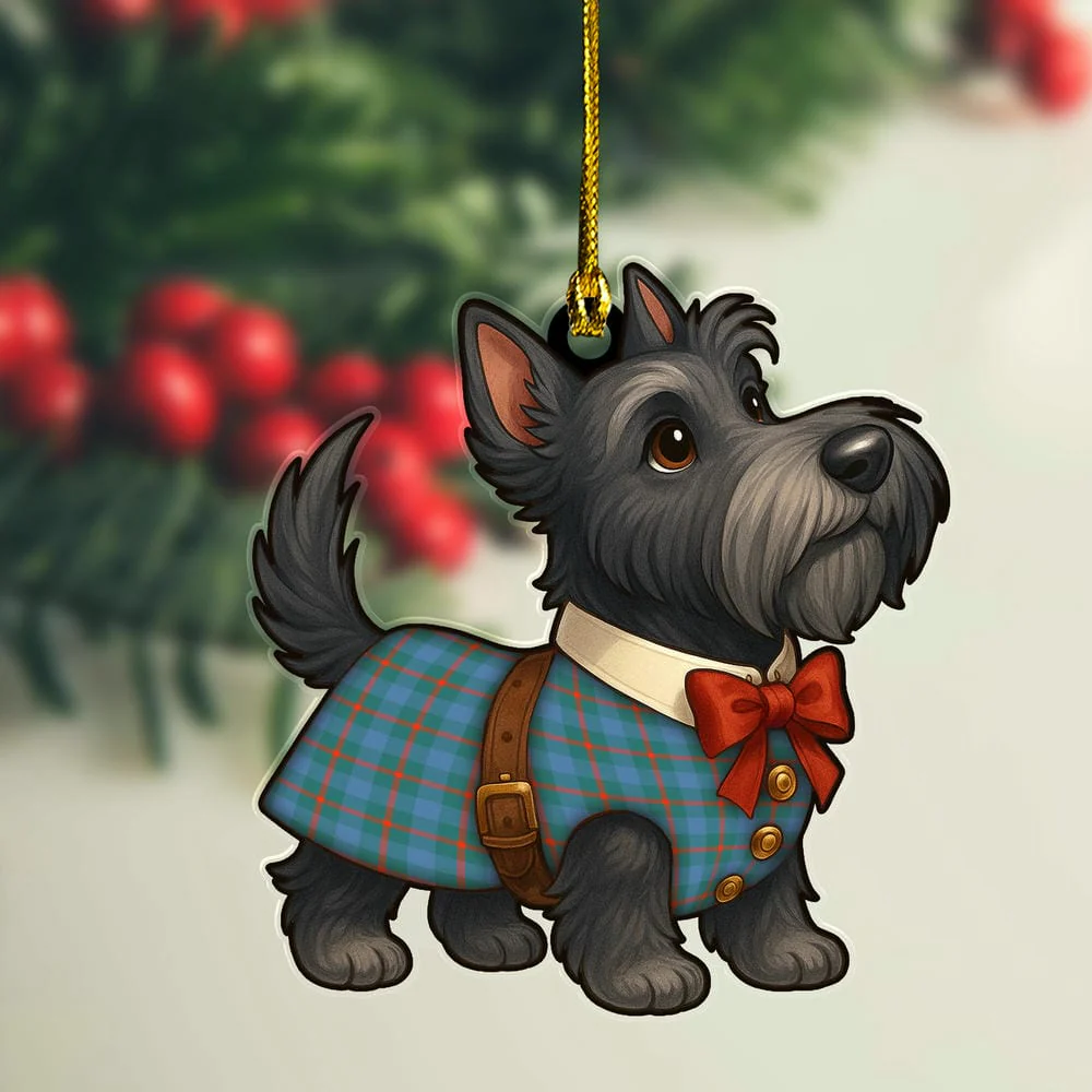 Scottish Agnew Ancient Tartan Ornament Scottie Dog