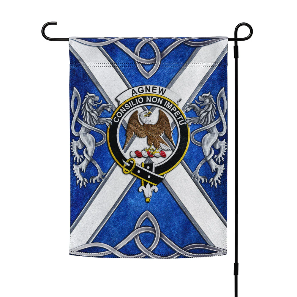 Scottish Agnew Clan Badge Garden Flag Silver Rampant Lion Emblem