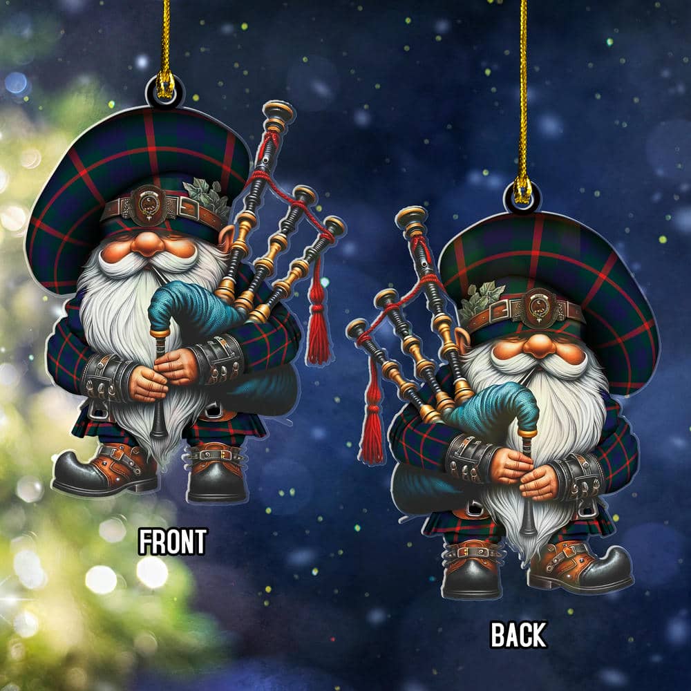 Scottish Agnew Clan Badge Tartan Bagpiper Gnome Ornament - Image 2