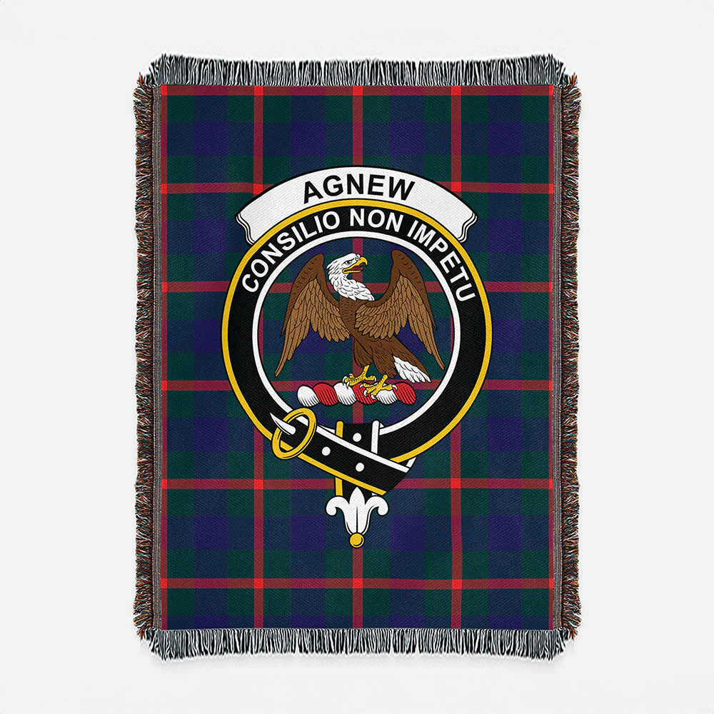 Scottish Agnew Modern Clan Badge Tartan Woven Blanket - Image 2