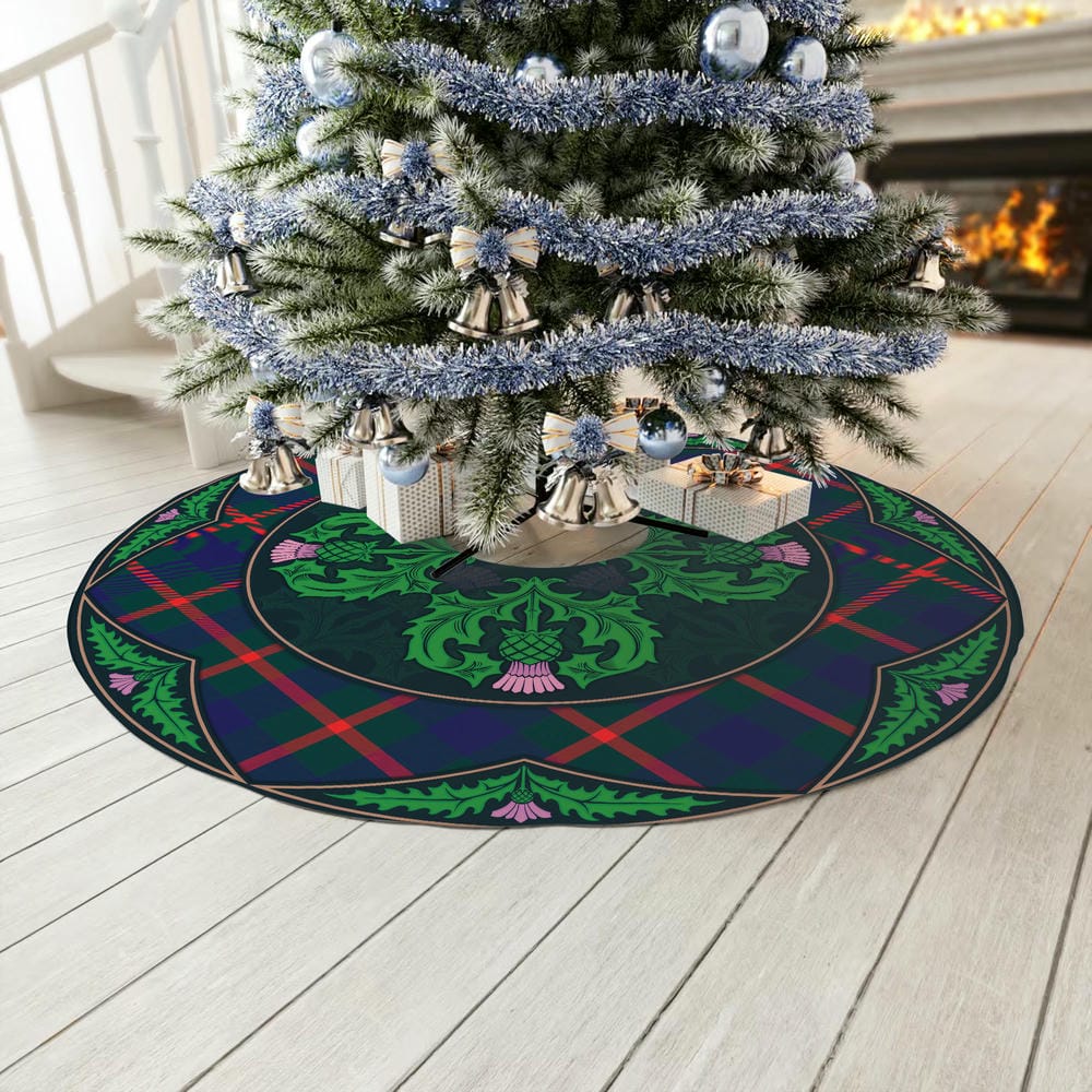 Scottish Agnew Modern Tartan Christmas Tree Skirt Old Scottish Thistle Flower - Image 3