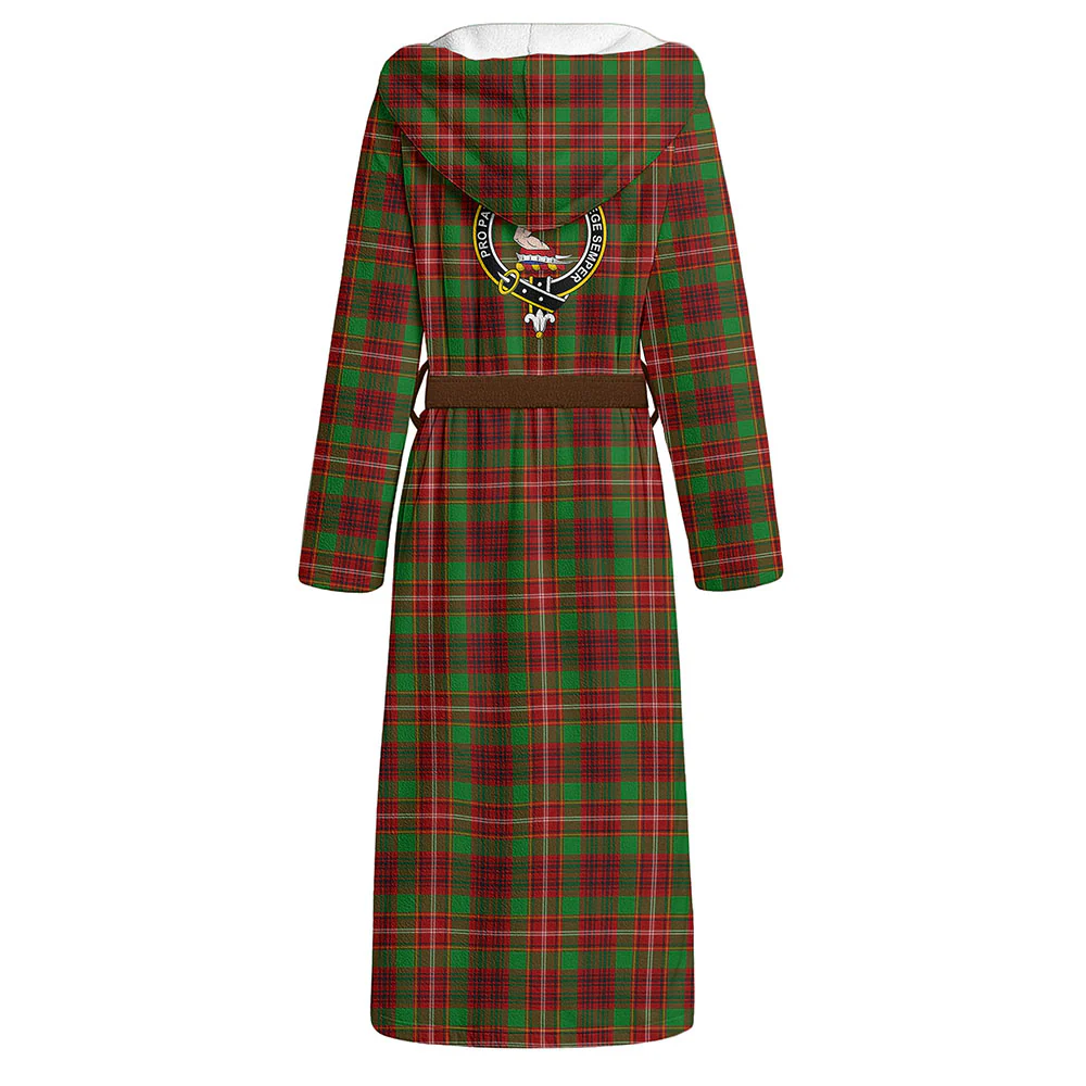 Scottish Ainslie Clan Badge Tartan Flannel Hooded Bathrobe - Image 3