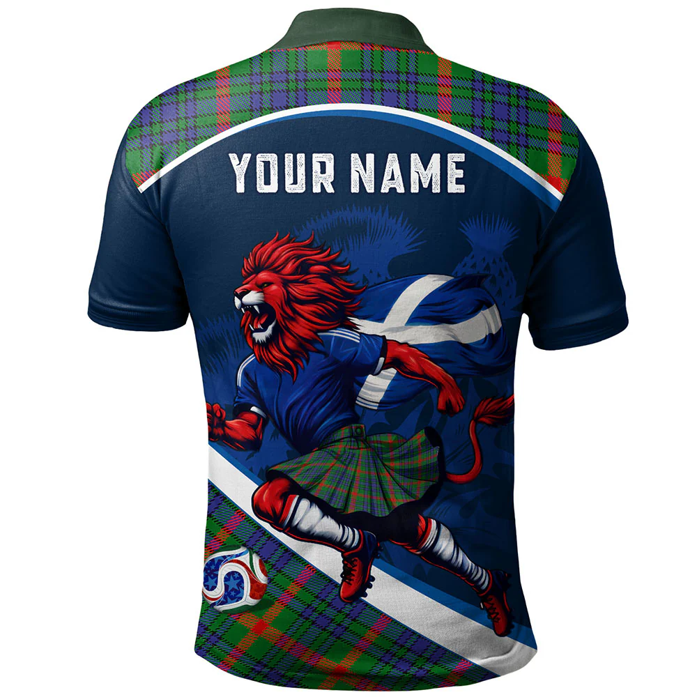 Scottish Aiton Clan Badge Tartan Polo Shirt Scotland Lion Brave Highland Spirit - Image 2