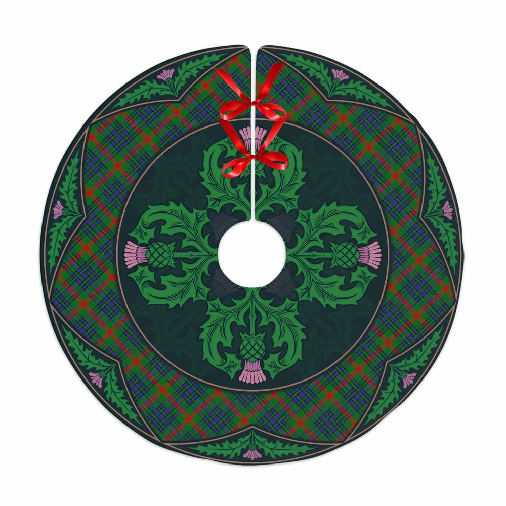 Scottish Aiton Tartan Christmas Tree Skirt Old Scottish Thistle Flower