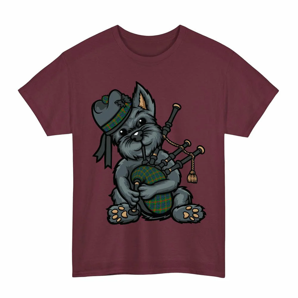 Scottish Aiton Clan Tartan Terrier Bagpipe Unisex T-Shirt - Image 4