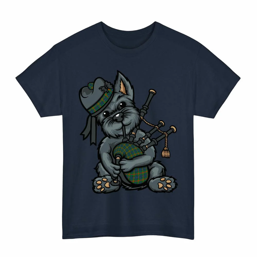 Scottish Aiton Clan Tartan Terrier Bagpipe Unisex T-Shirt - Image 7