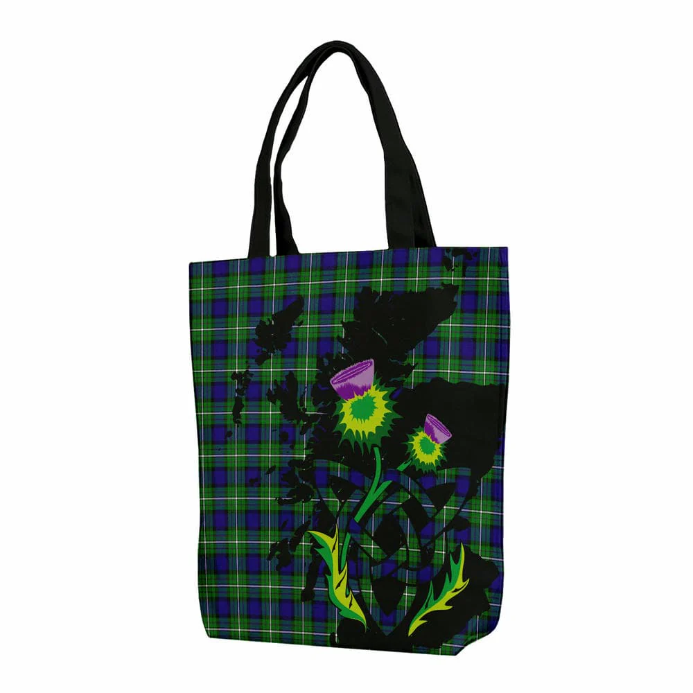 Scottish Alexander Tartan Canvas Bag With Shoulder Strap With Thistle