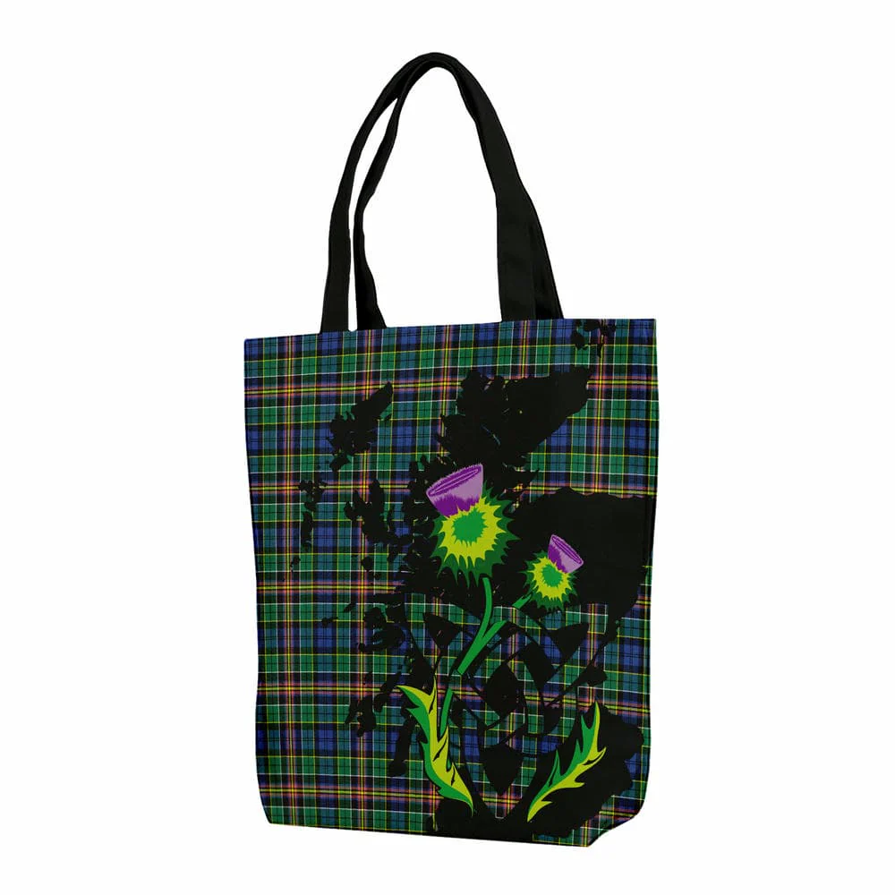 Scottish Allison Tartan Canvas Bag With Shoulder Strap With Thistle