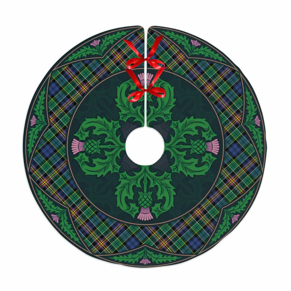Scottish Allison Tartan Christmas Tree Skirt Old Scottish Thistle Flower