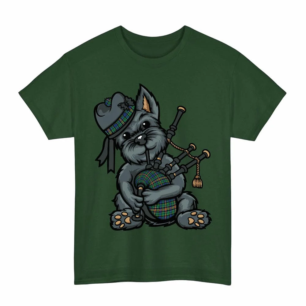 Scottish Allison Clan Tartan Terrier Bagpipe Unisex T-Shirt - Image 6