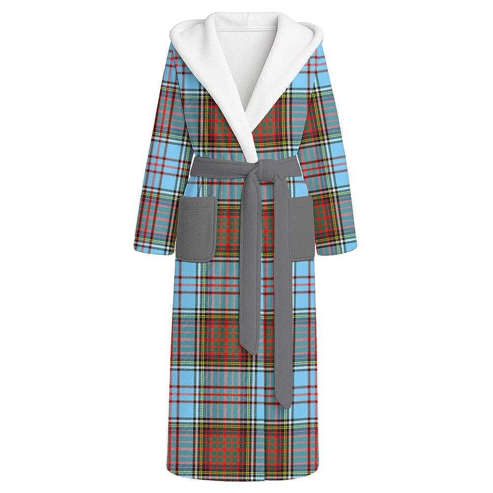 Scottish Anderson Ancient Clan Badge Tartan Flannel Hooded Bathrobe