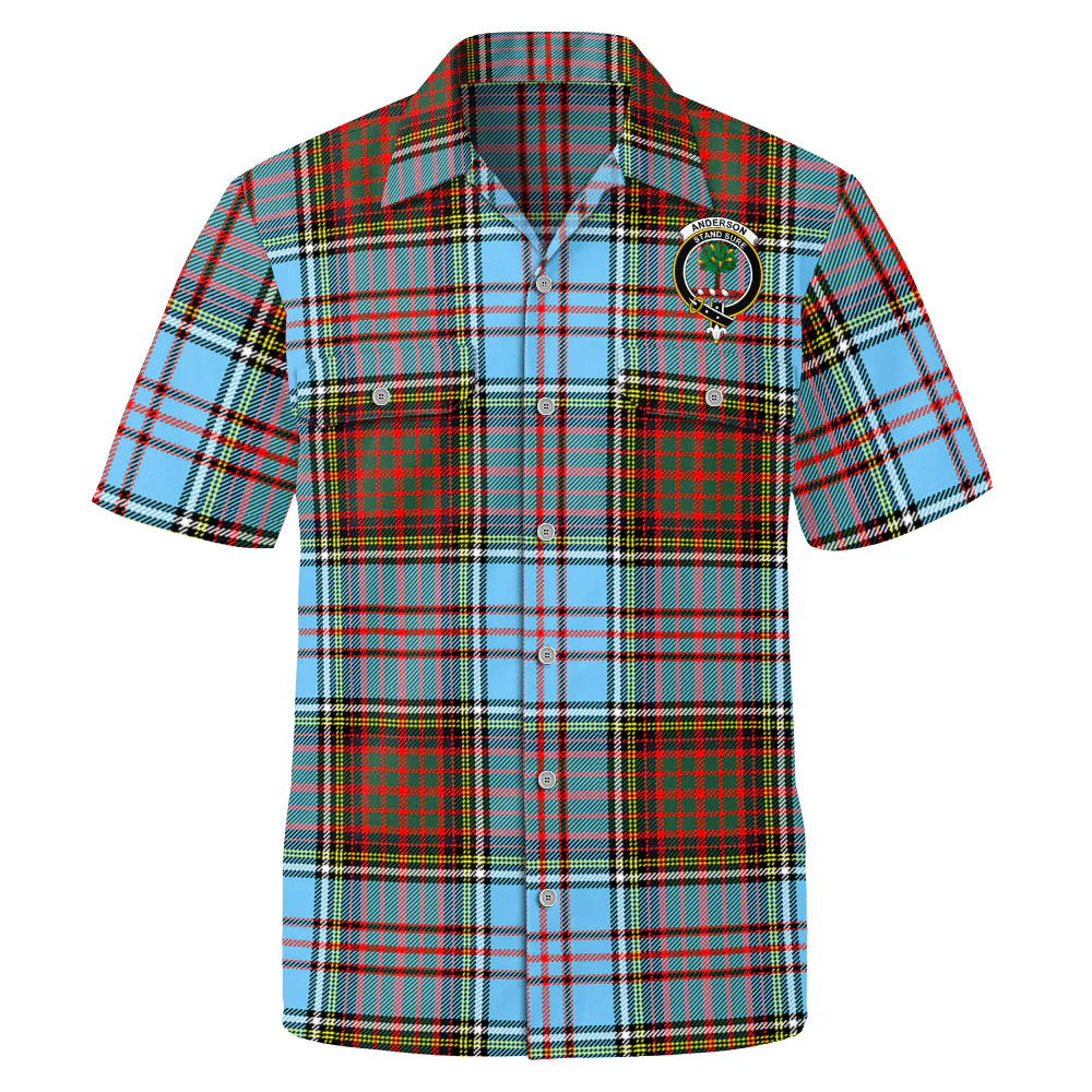Scottish Anderson Ancient Clan Badge Tartan Short Sleeve Work Shirt - Image 2