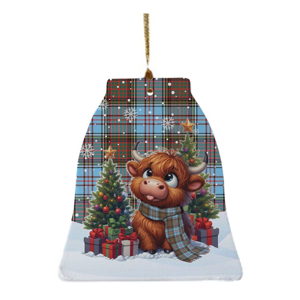 Scottish Anderson Ancient Tartan Ceramic Ornament Cute Highland Cow Christmas - Image 4