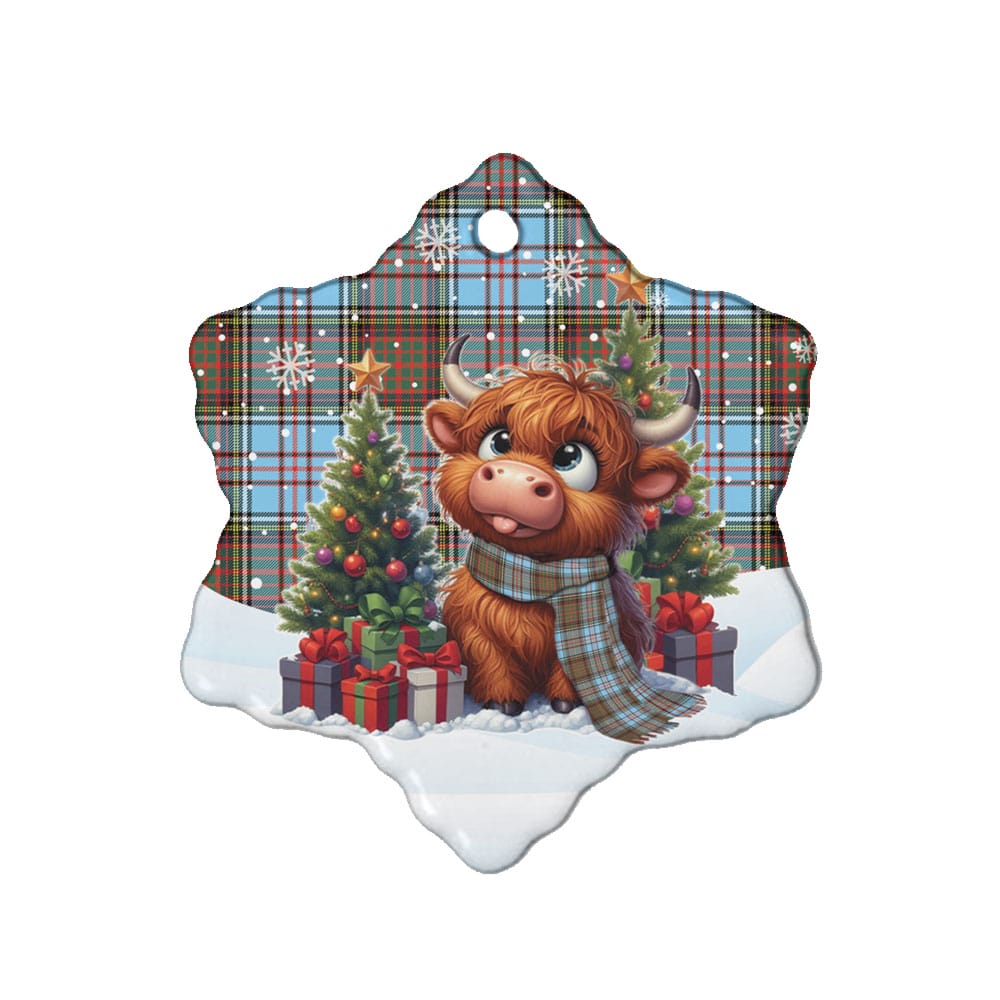 Scottish Anderson Ancient Tartan Ceramic Ornament Cute Highland Cow Christmas - Image 6