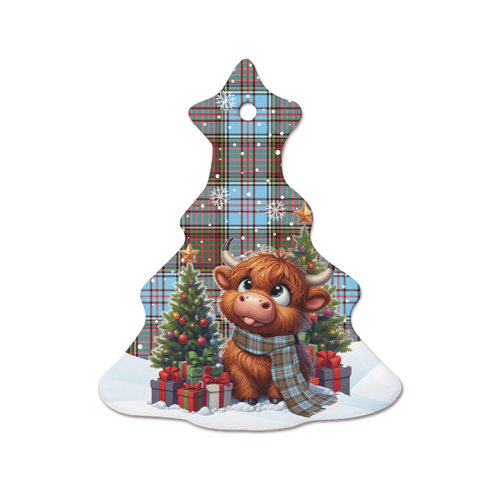 Scottish Anderson Ancient Tartan Ceramic Ornament Cute Highland Cow Christmas - Image 7