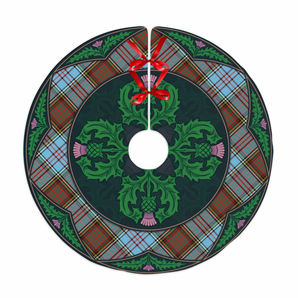 Scottish Anderson Ancient Tartan Christmas Tree Skirt Old Scottish Thistle Flower