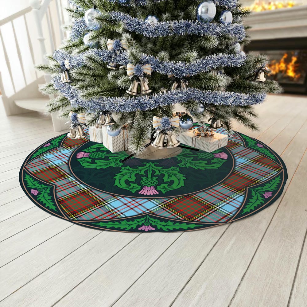 Scottish Anderson Ancient Tartan Christmas Tree Skirt Old Scottish Thistle Flower - Image 3