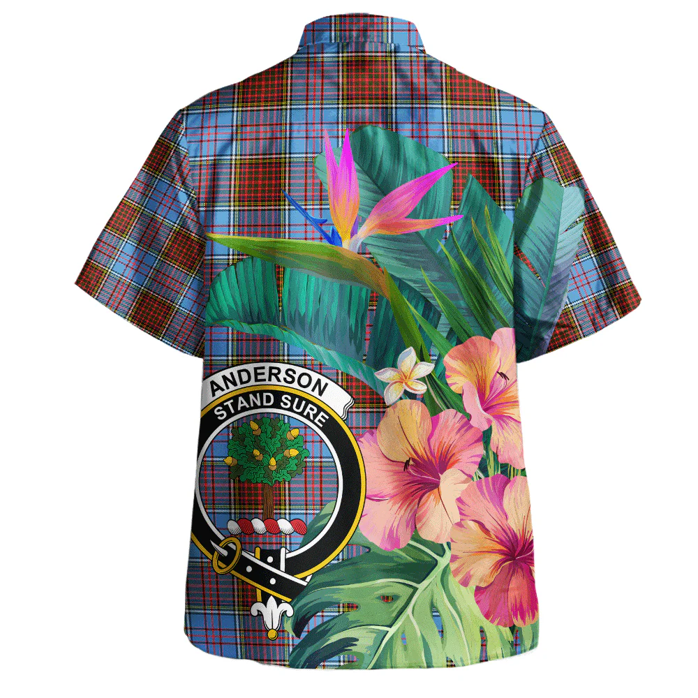Scottish Anderson Modern Clan Badge Tartan Hawaiian Shirt Bouquet Tropical Style - Image 3