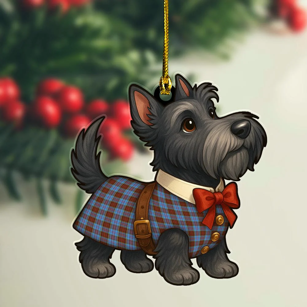 Scottish Anderson Modern Tartan Ornament Scottie Dog