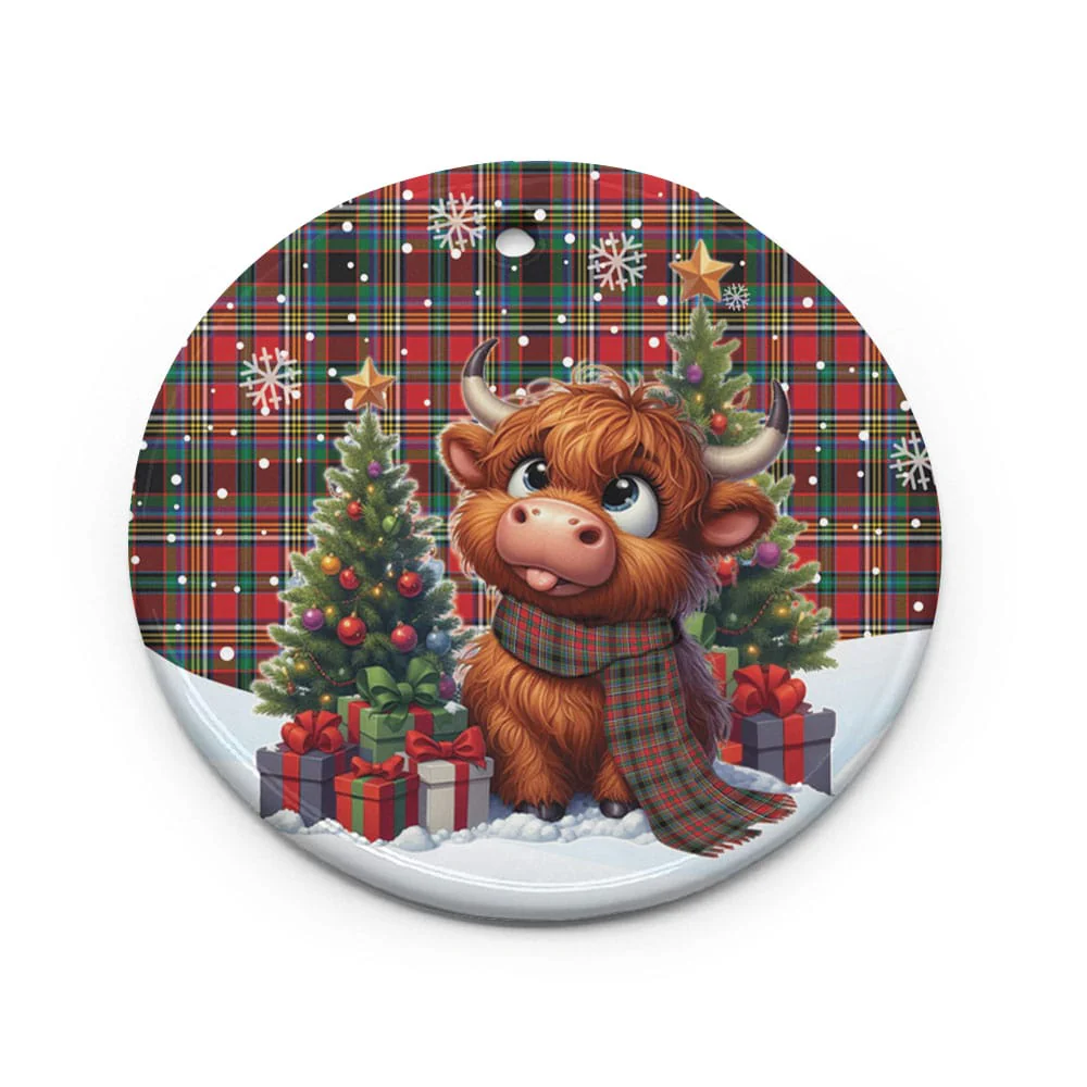 Scottish Anderson of Arbrake Tartan Ceramic Ornament Cute Highland Cow Christmas - Image 2