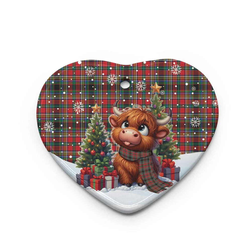 Scottish Anderson of Arbrake Tartan Ceramic Ornament Cute Highland Cow Christmas - Image 3