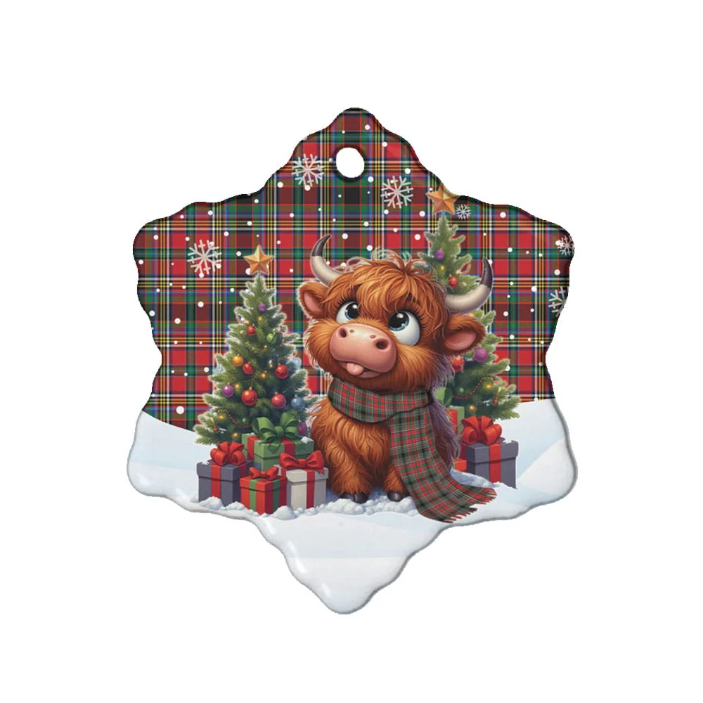 Scottish Anderson of Arbrake Tartan Ceramic Ornament Cute Highland Cow Christmas - Image 6