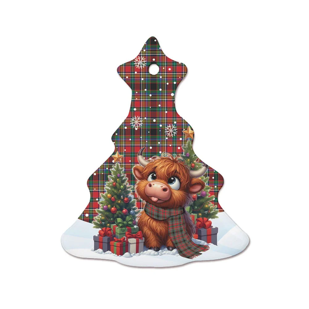 Scottish Anderson of Arbrake Tartan Ceramic Ornament Cute Highland Cow Christmas - Image 7