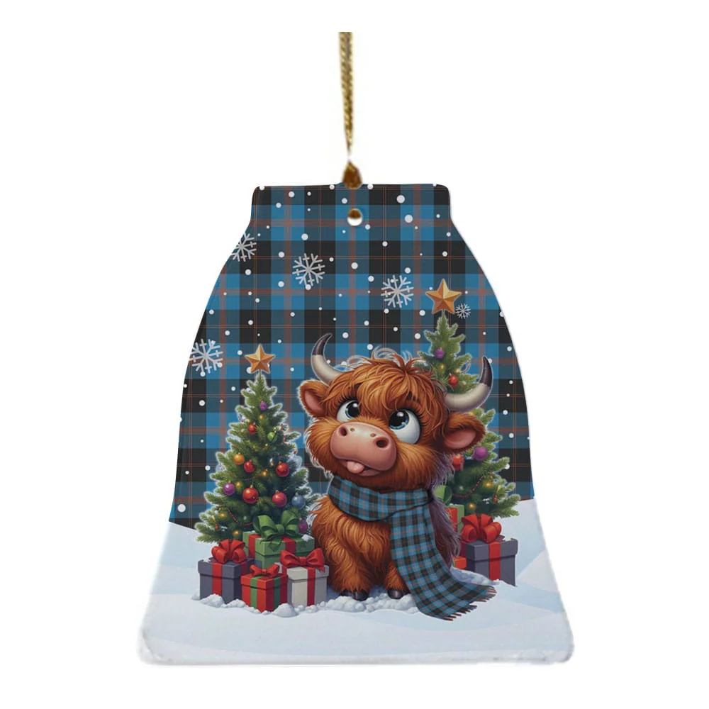 Scottish Angus Ancient Tartan Ceramic Ornament Cute Highland Cow Christmas - Image 4
